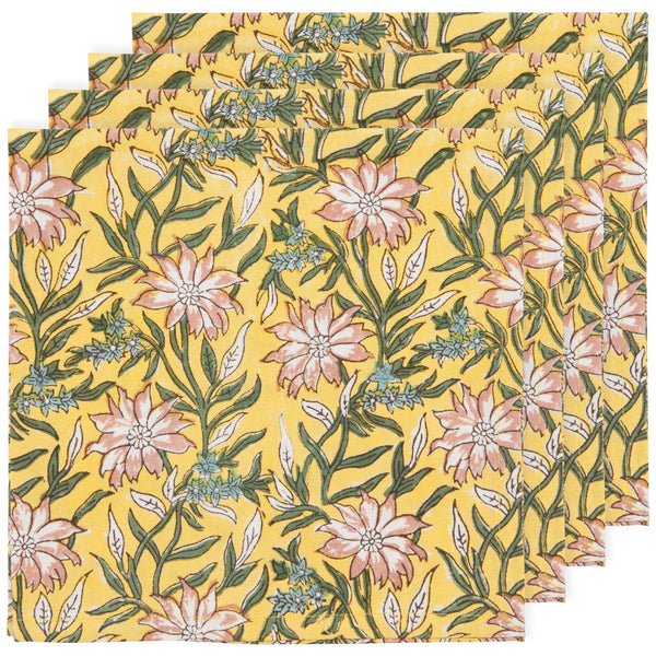 Clematis Block Print Napkins Set of 4 - Juniper Collective LLC