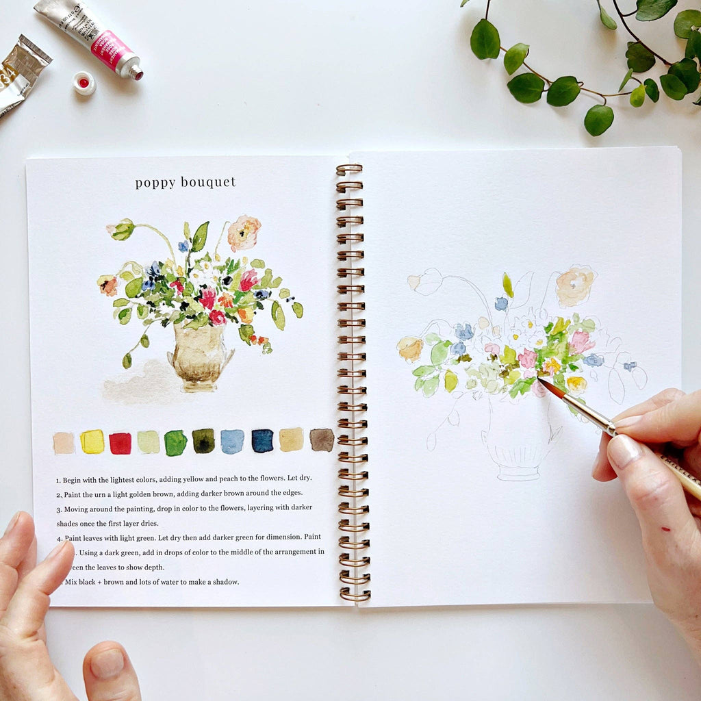 Bouquets watercolor workbook - Juniper Collective LLC