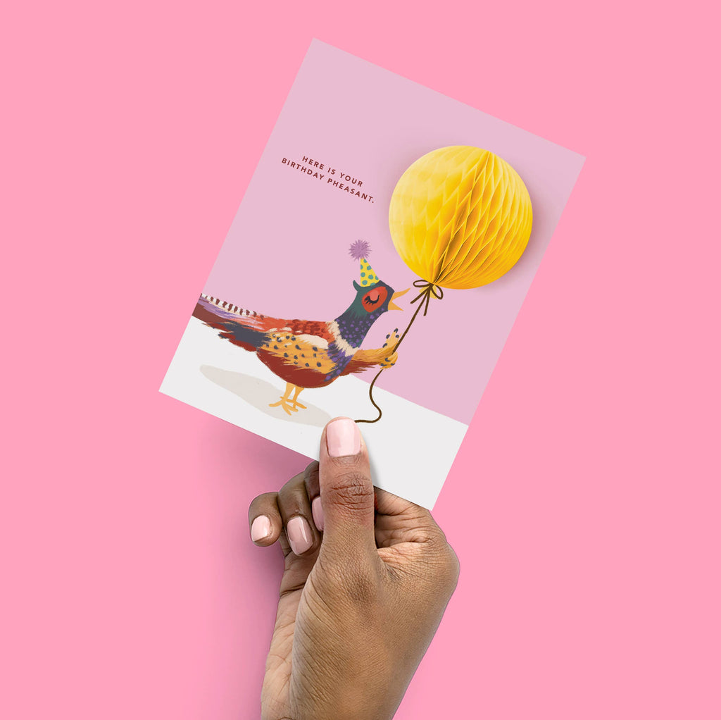 Here is Your Birthday Pheasant Pop-up Card - Juniper Collective LLC