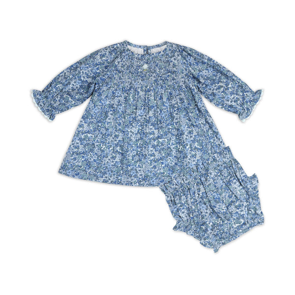 Cecilia Floral Baby Dress with Bows & Bloomer Set (Organic) - Juniper Collective LLC