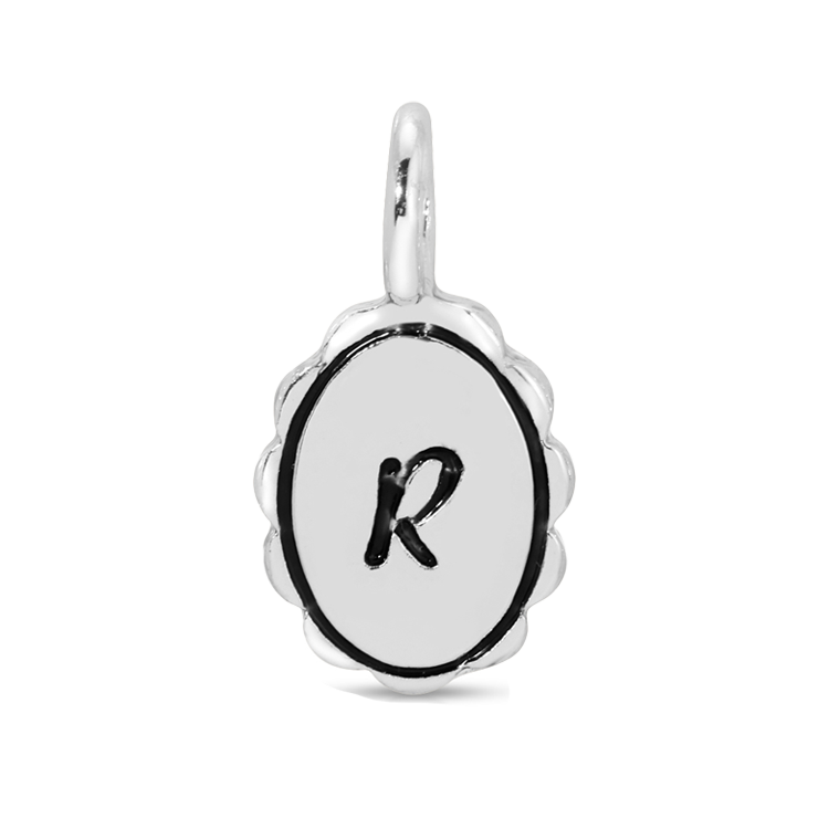 Charm Garden - Silver - Scalloped Initial Charm - R - Juniper Collective LLC