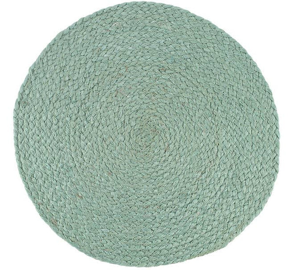 Silky Jute Placemat in Eau-de-Nil, 1 Mat, 14" D - Juniper Collective LLC