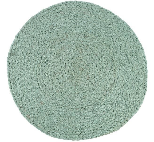 Silky Jute Placemat in Eau-de-Nil, 1 Mat, 14" D - Juniper Collective LLC