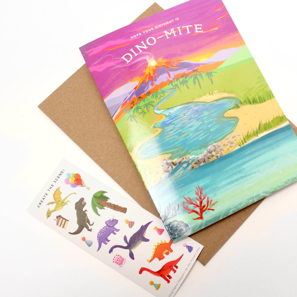 Sticker Scene Card - Dinosaur Birthday - Juniper Collective LLC