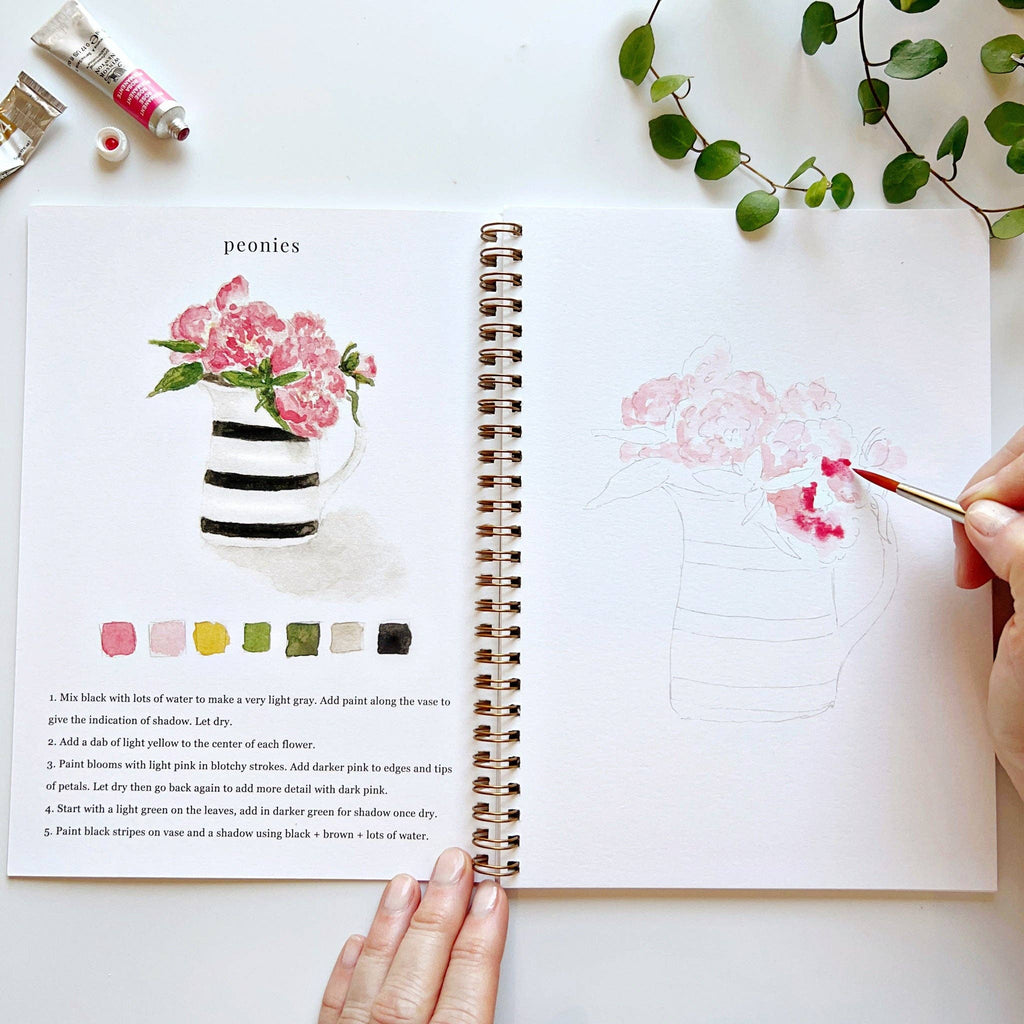 Bouquets watercolor workbook - Juniper Collective LLC