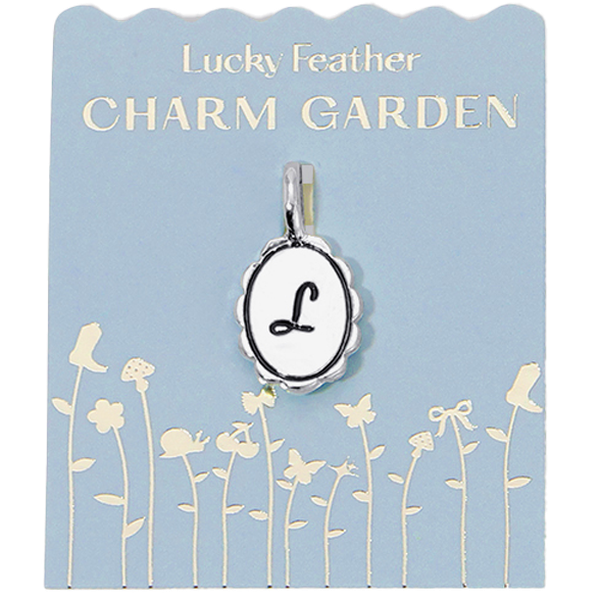 Charm Garden - Silver - Scalloped Initial Charm - L - Juniper Collective LLC