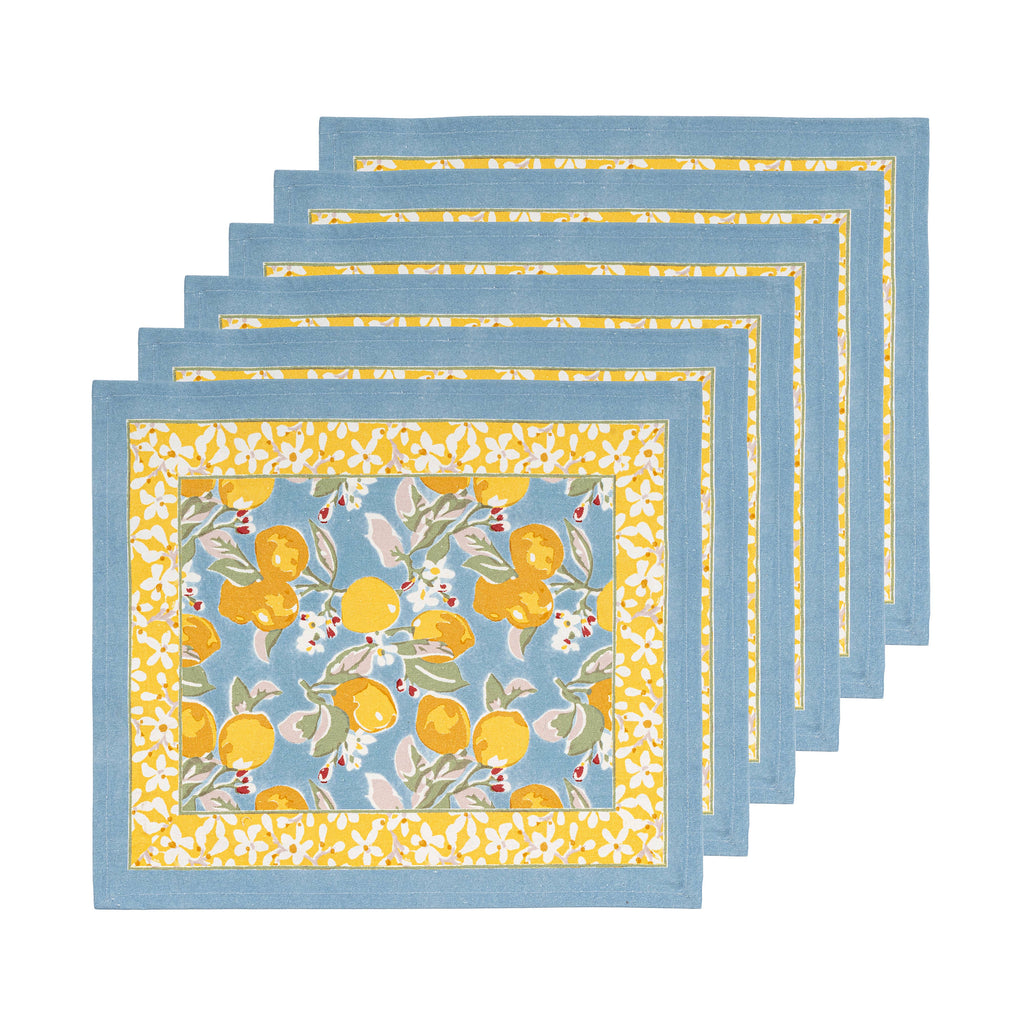 Citron Blue & Yellow Placemats 15x18 - Set of 4 - Juniper Collective LLC