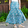 Block Printed Tiered Skirt in Green - Juniper Collective LLC