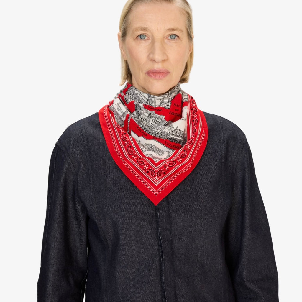 French Square Scarf in Red - Juniper Collective LLC