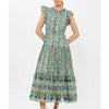 Taj Blue Cinched Flirty Midi Dress - Juniper Collective LLC
