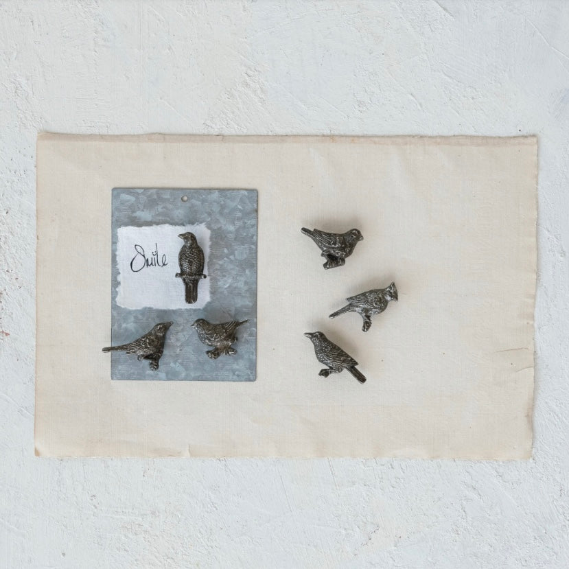 Pewter Bird Magnets, S/6 - Juniper Collective LLC