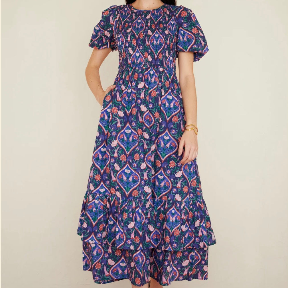 Quant Dress in Persian Tile Lapis - Juniper Collective LLC