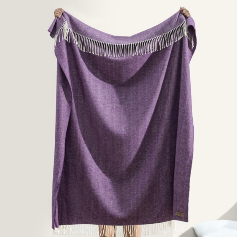 Italian Herringbone Throw in Plum - Juniper Collective LLC
