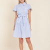 Striped Belted Dress in Blue - Juniper Collective LLC