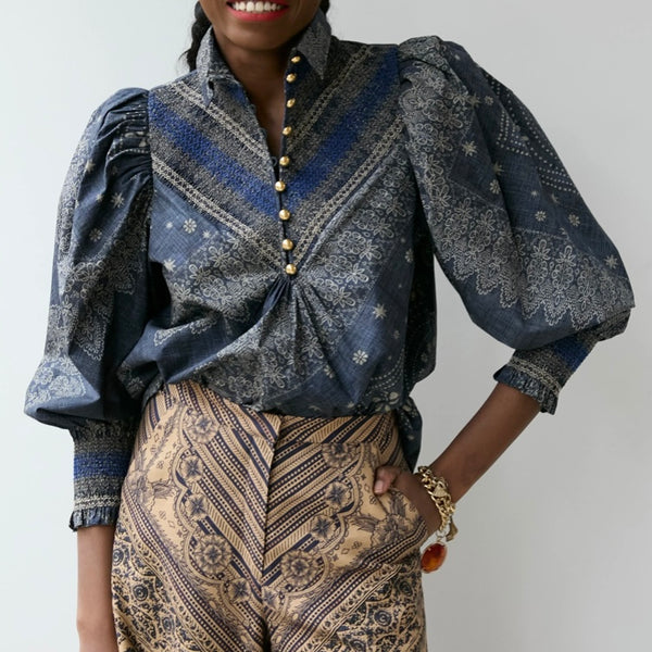 Smocked Bandana Top in Navy - Juniper Collective LLC