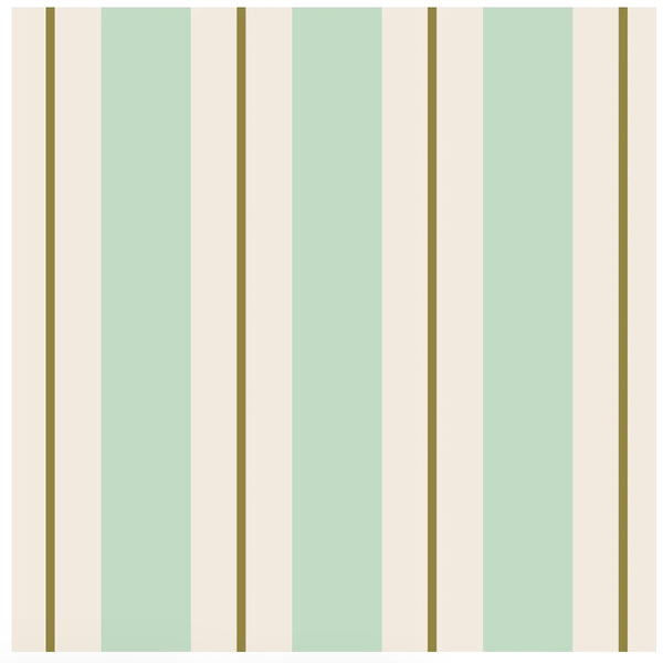 Seafoam & Gold Awning Stripe Cocktail Napkins - Juniper Collective LLC