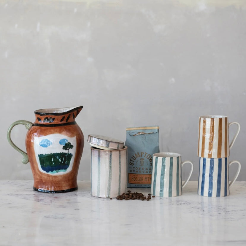 Stoneware Mug With Stripes - Juniper Collective LLC