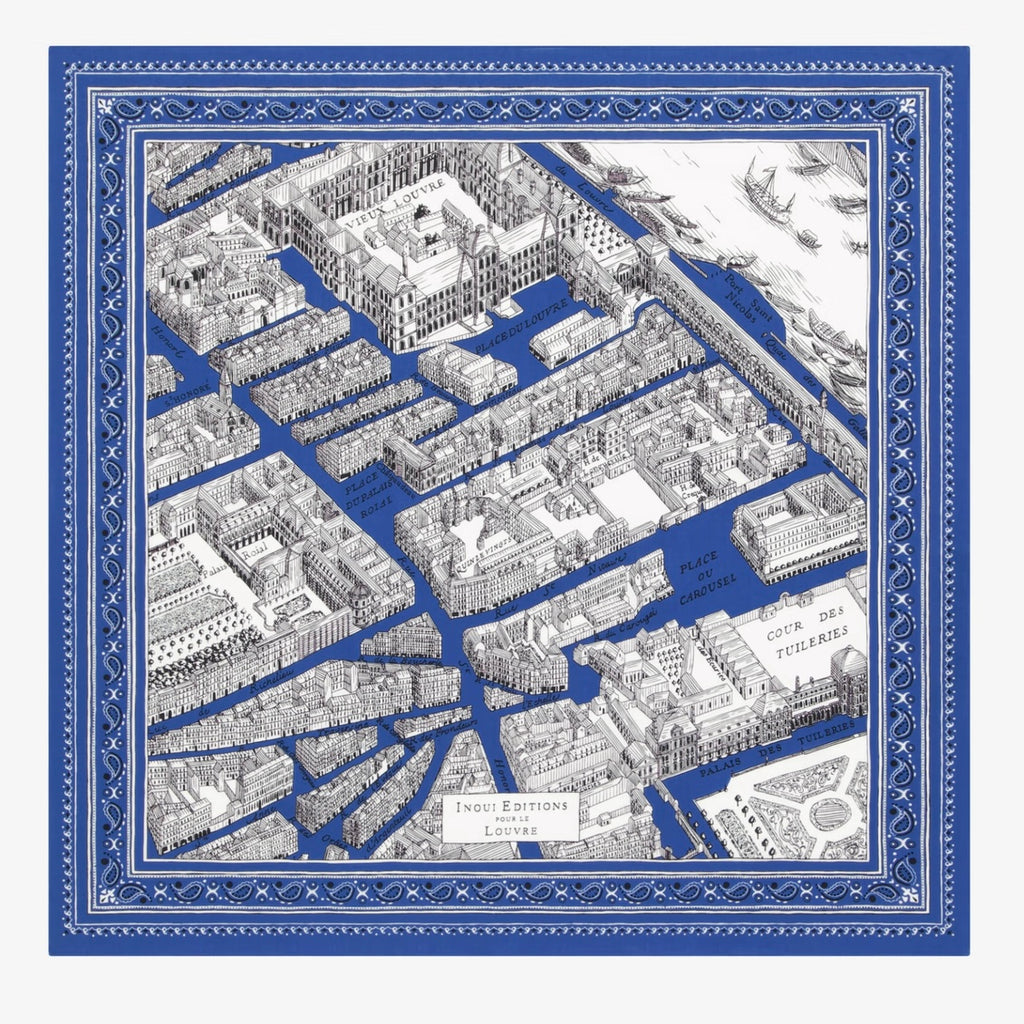 French Square Scarf in Louvre Blue - Juniper Collective LLC