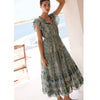 Taj Blue Cinched Flirty Midi Dress - Juniper Collective LLC