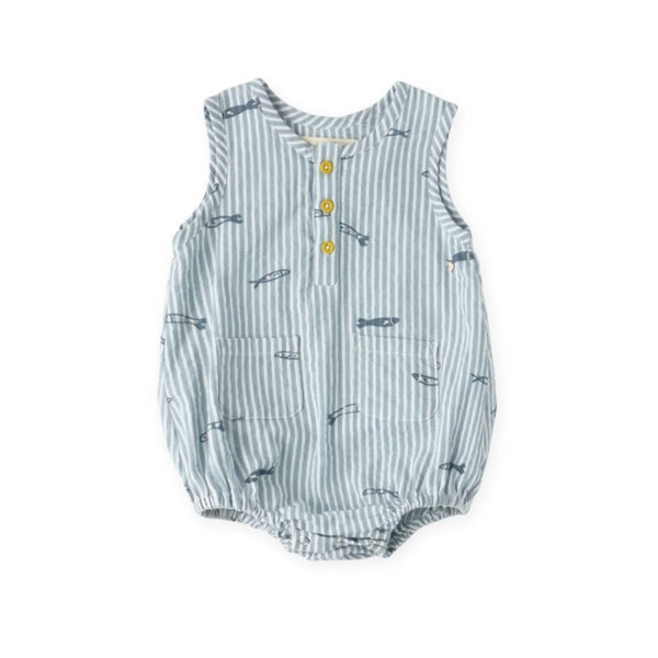 Seersucker Sardine Pocket One-Piece - Juniper Collective LLC