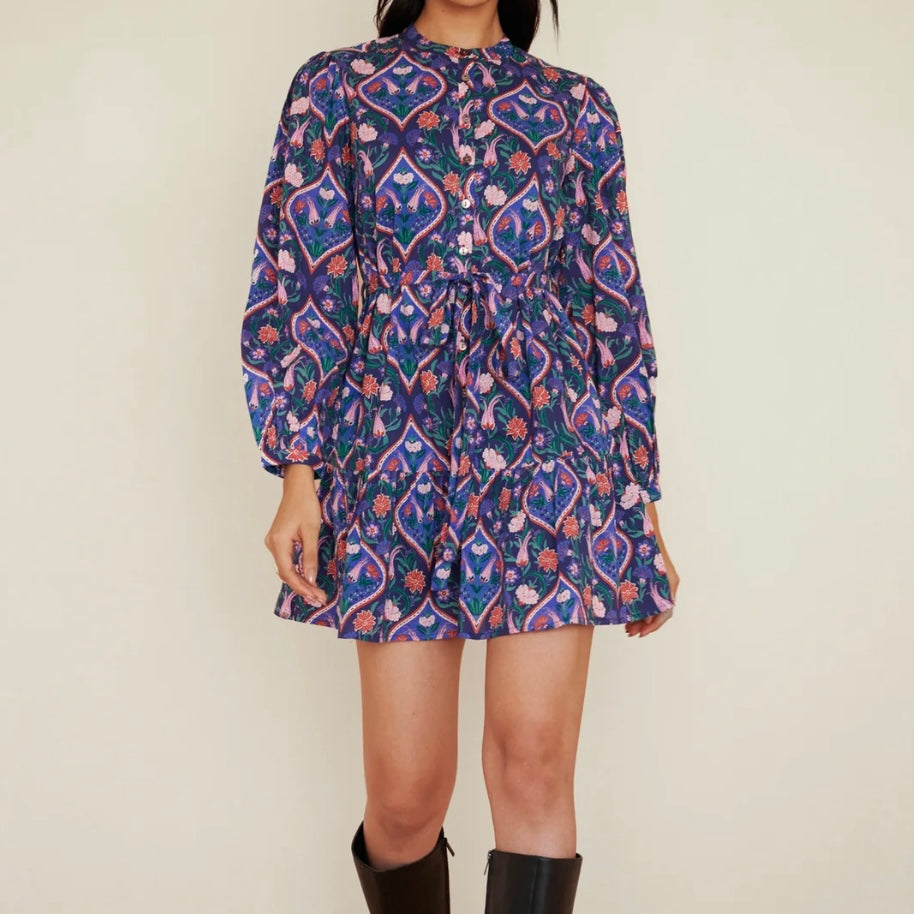 Roma Dress in Persian Tile Lapis - Juniper Collective LLC