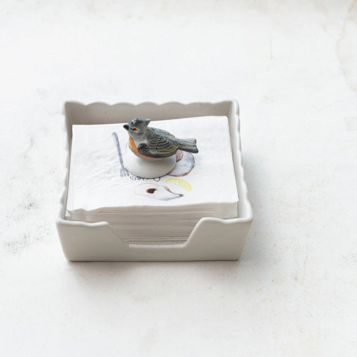 Stoneware Napkin Holder with Bird Weight - Thumbnail 3