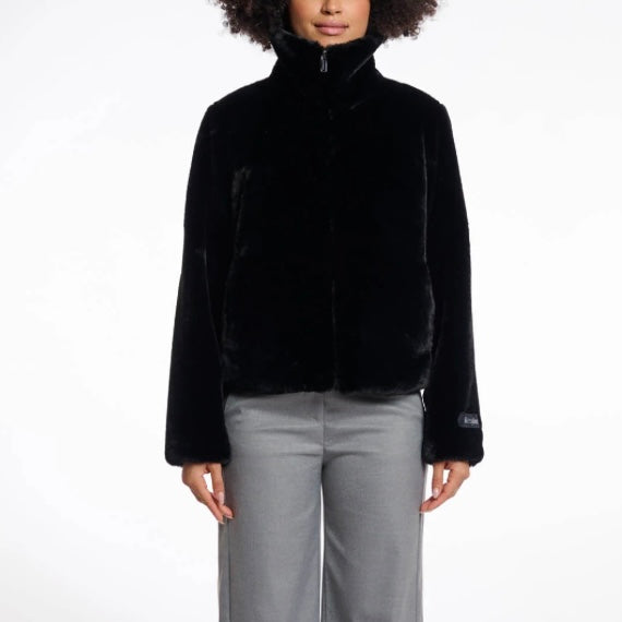 Sallie Faux Fur Coat in Black - Juniper Collective LLC