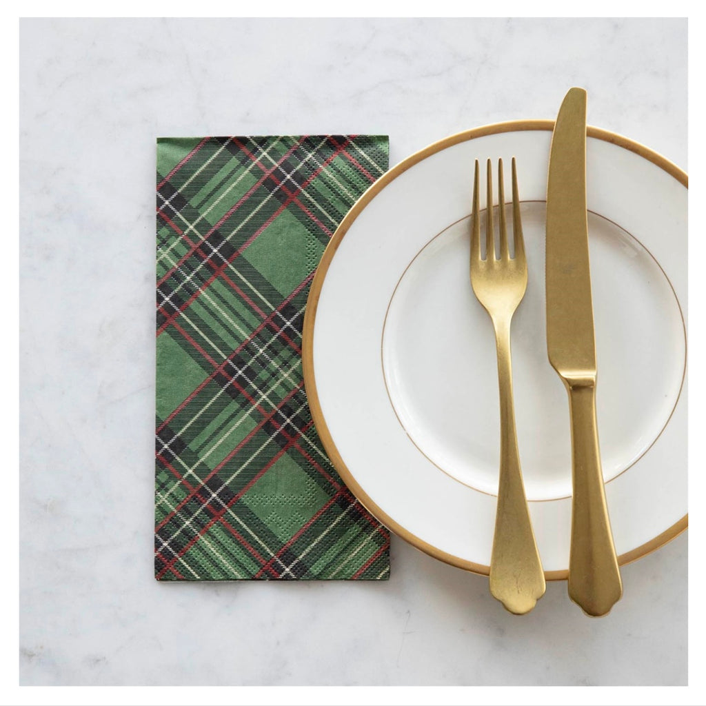 Green Plaid Guest Napkins - Juniper Collective LLC
