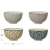 Stoneware Bowl with Floral Pattern - Juniper Collective LLC