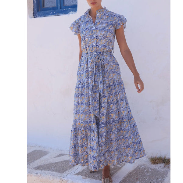 Florence Ruffle Collar Maxi Dress - Juniper Collective LLC
