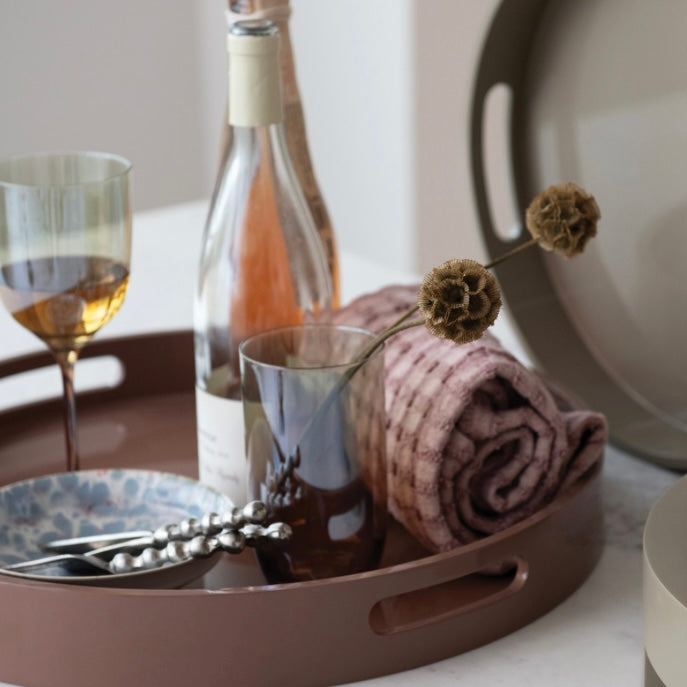 18” Lacquered Tray in Taupe - Juniper Collective LLC
