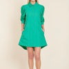 Poplin Puff Sleeve Dress in Green - Juniper Collective LLC