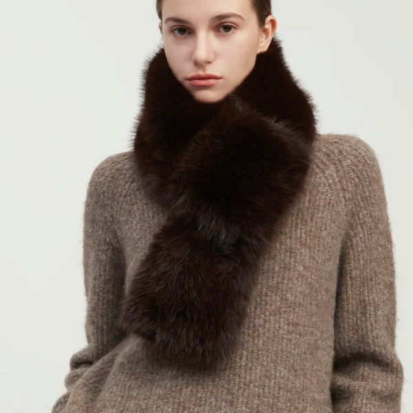 Faux Fur Keyhole Scarf in Espresso - Juniper Collective LLC
