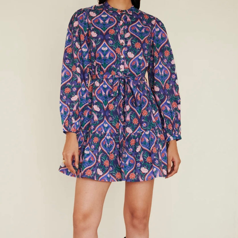 Roma Dress in Persian Tile Lapis - Juniper Collective LLC