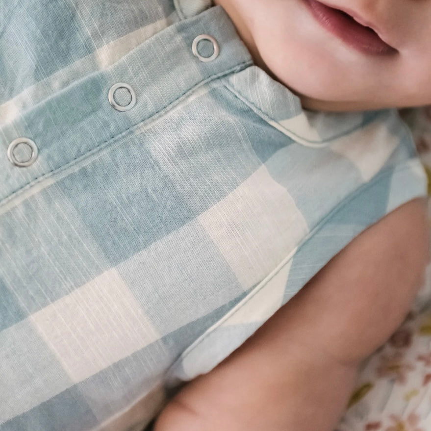 Blue Check Pocket Onesie - Juniper Collective LLC