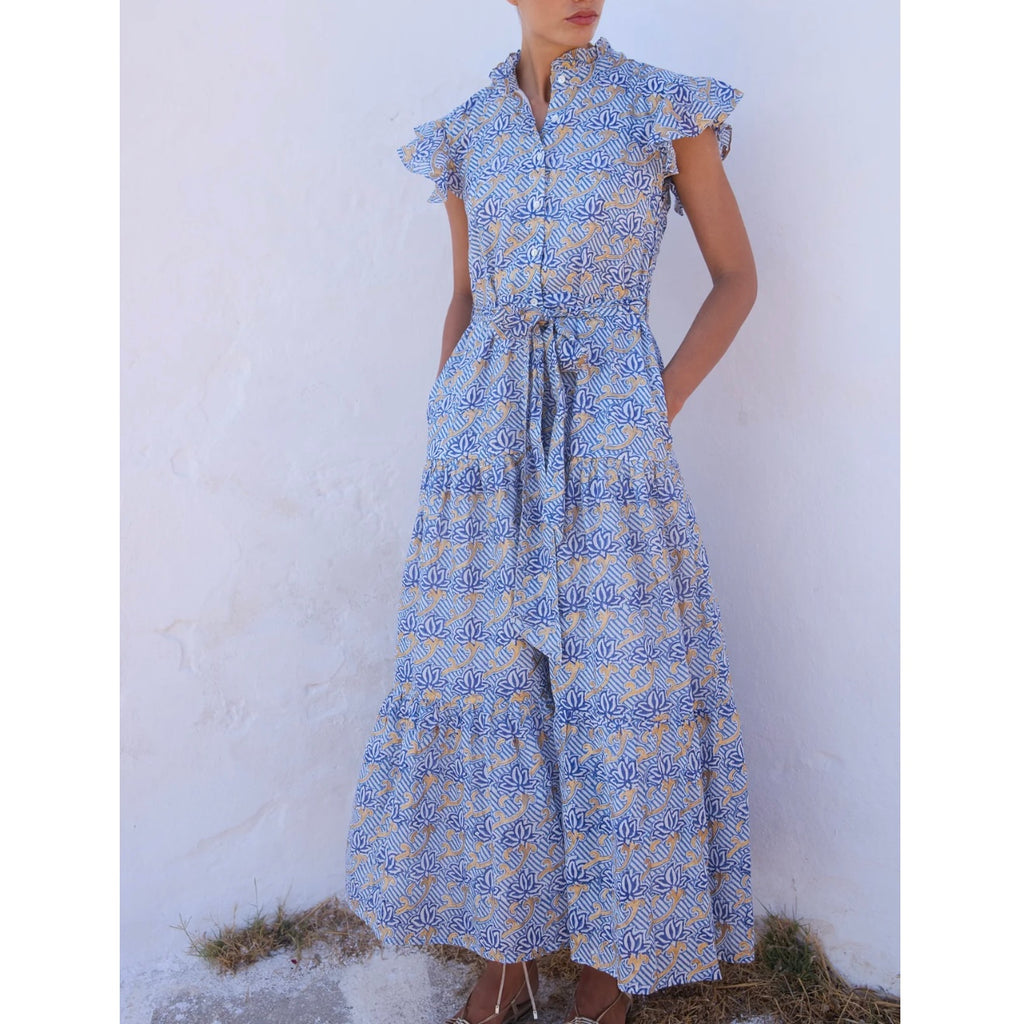 Florence Ruffle Collar Maxi Dress - Juniper Collective LLC