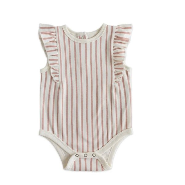 Striped Sleeveless Ruffle Onesie - Juniper Collective LLC