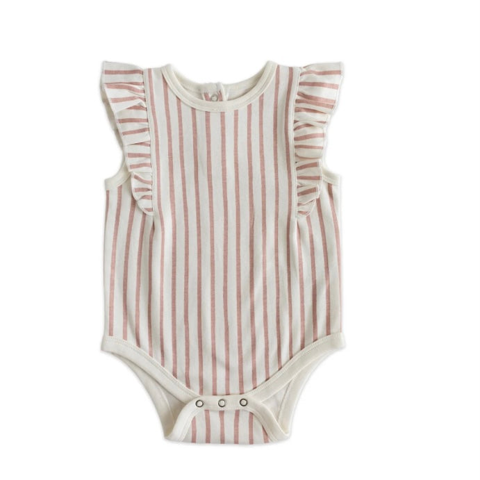 Striped Sleeveless Ruffle Onesie - Juniper Collective LLC