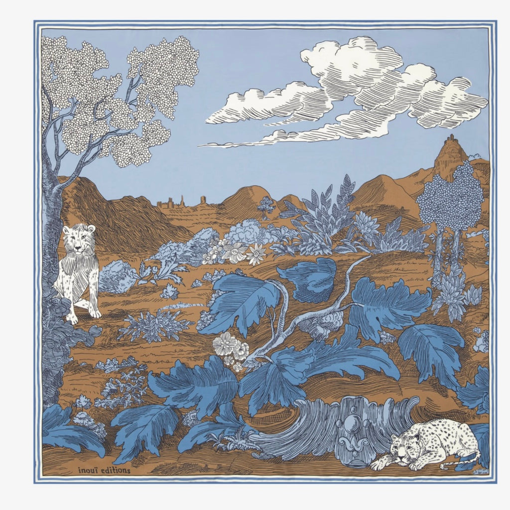 French Scarf Histoire -Blue - Juniper Collective LLC