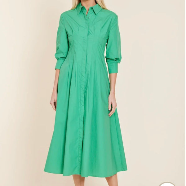 Poplin Darted Midi Dress - Juniper Collective LLC