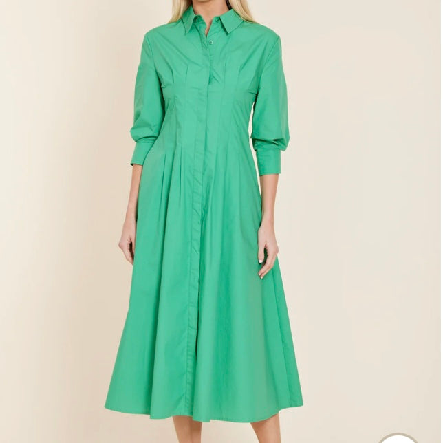 Poplin Darted Midi Dress - Juniper Collective LLC