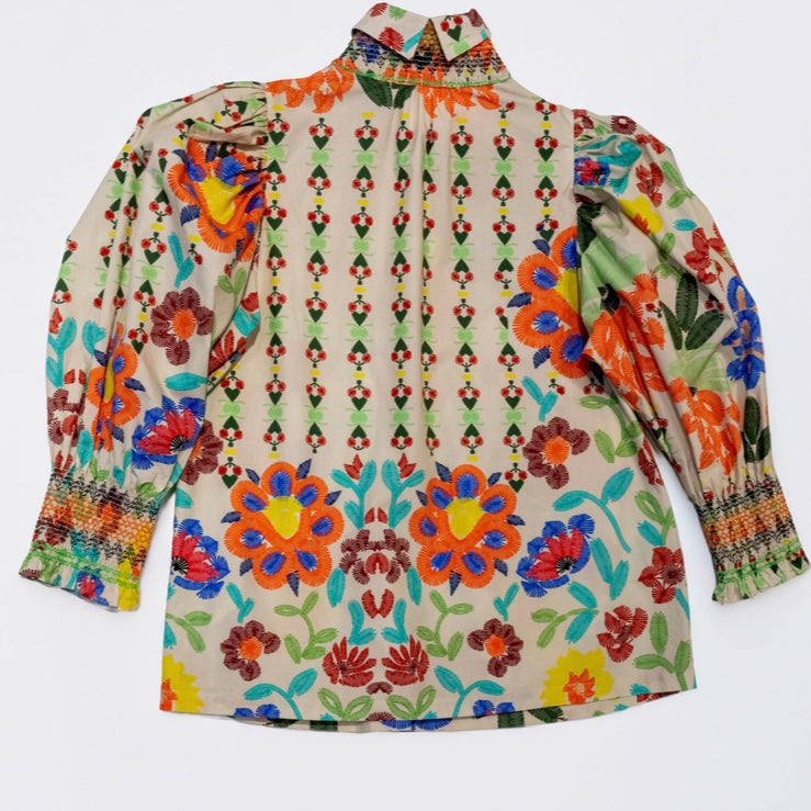 Smocked Shirt with Custard Floral - Juniper Collective LLC