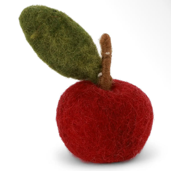 Dark Red Felt Apple Ornament - Juniper Collective LLC