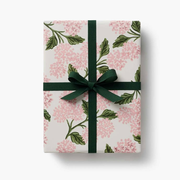 Pink Hydrangea Wrapping Paper - Juniper Collective LLC