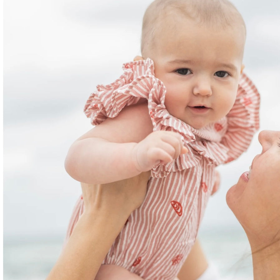 Seersucker Flutter Sleeve Onesie - Juniper Collective LLC
