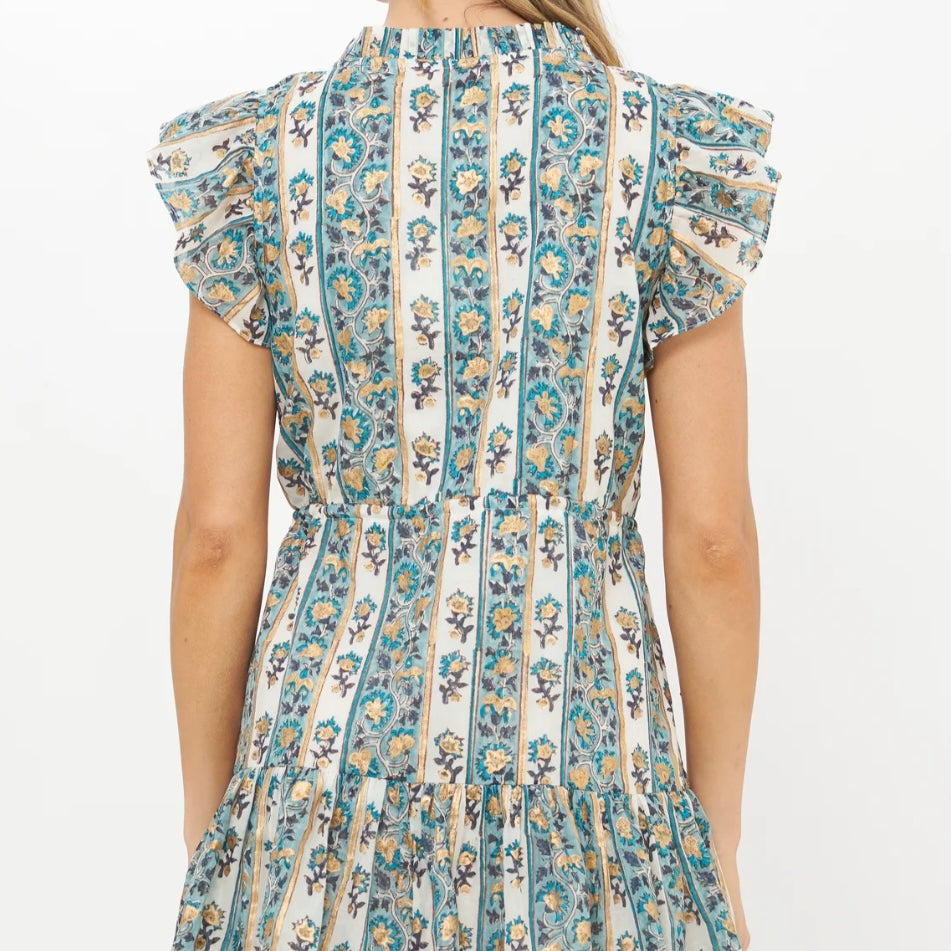 Taj Cinched Flirty Short Dress in Blue - Juniper Collective LLC