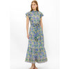 Matera Blue Ruffle Collar Button Maxi Dress - Juniper Collective LLC