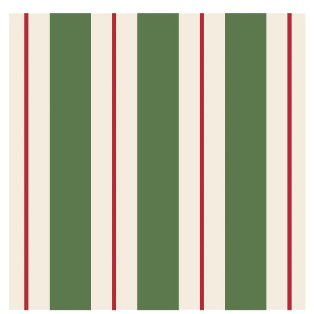 Green & Red Awning Stripe Cocktail Napkins - Juniper Collective LLC