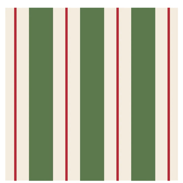 Green & Red Awning Stripe Cocktail Napkins - Juniper Collective LLC