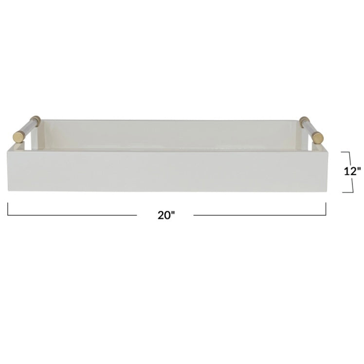 Lacquered Tray with Acrylic & Metal Handles - Thumbnail 4